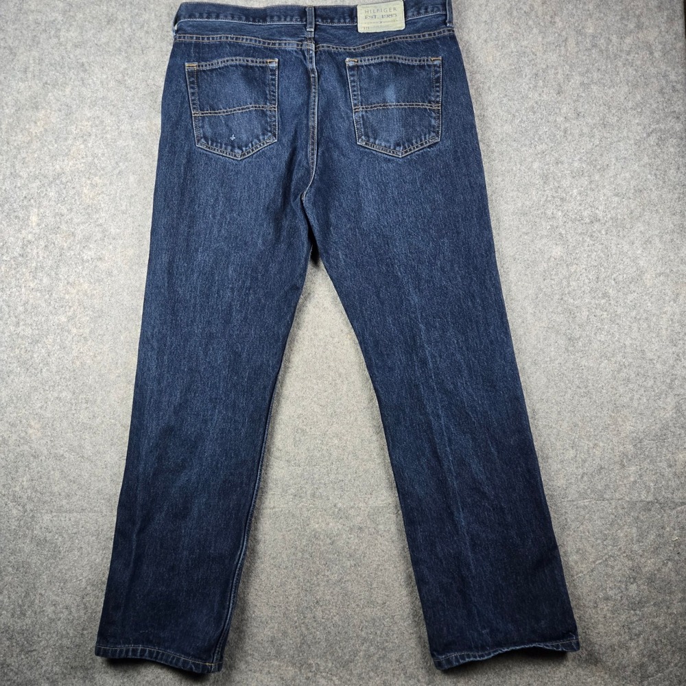 Tommy Hilfiger Jeans Mens 36x32 Blue Straight Leg Denim Pants 90s Skater Grunge - Picture 5 of 13